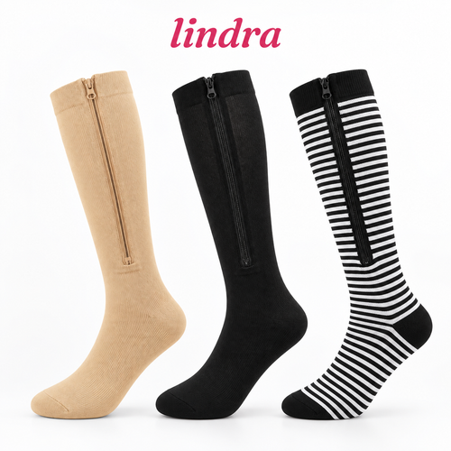 Bamboe compressiesokken met rits – Lindra